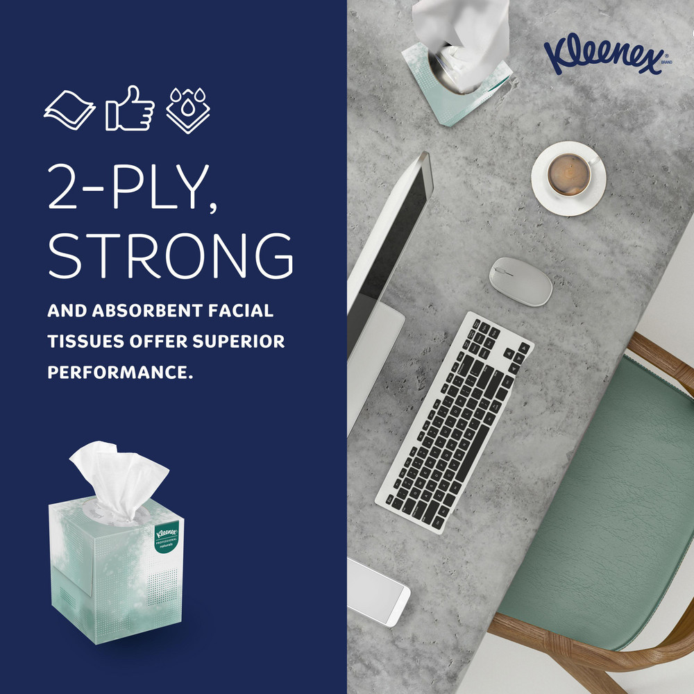 Kleenex Kleenex Professional Naturals Boutique Facial Tissue Cube for Business (21272), Upright Face Tissue Box, 2-ply - 21272