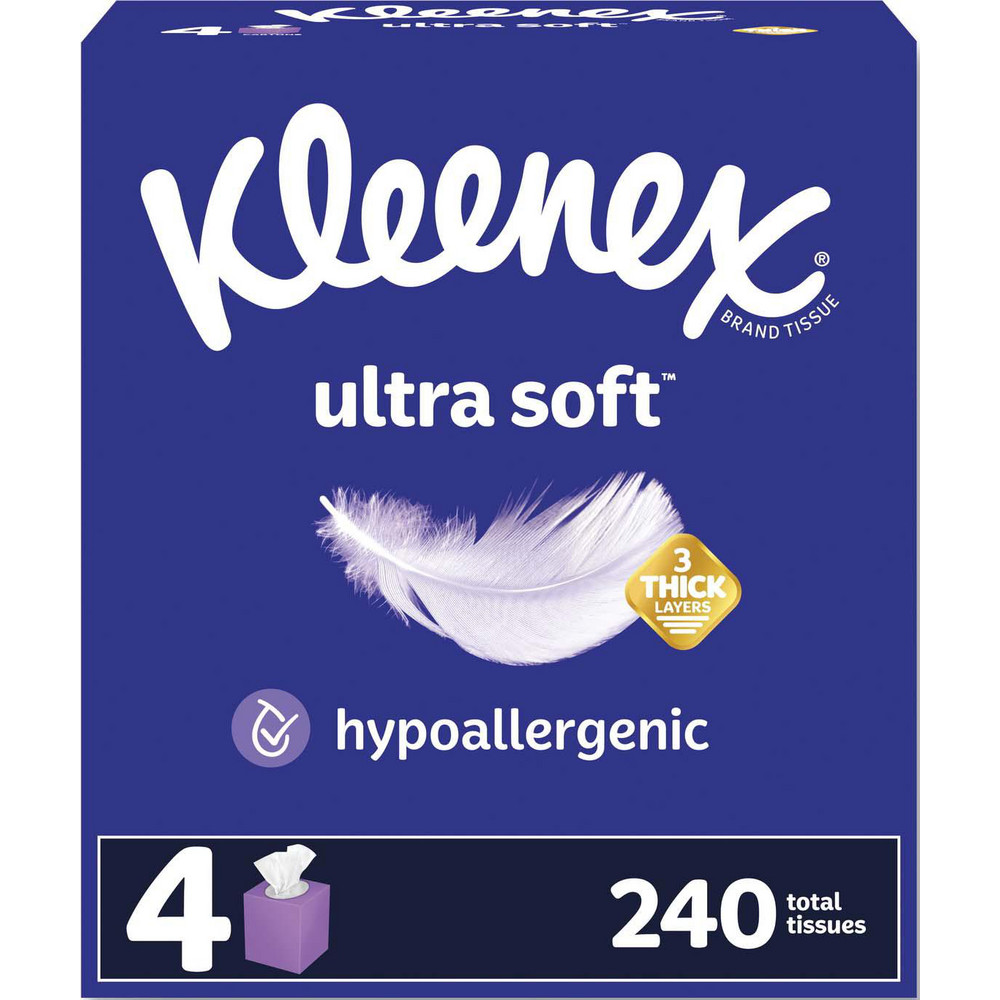 Kleenex Ultra Soft Facial Tissue, 3-Ply, White, 60 Sheets/Box, 4 Boxes/Pack, 3 Packs/Carton - KCM54308