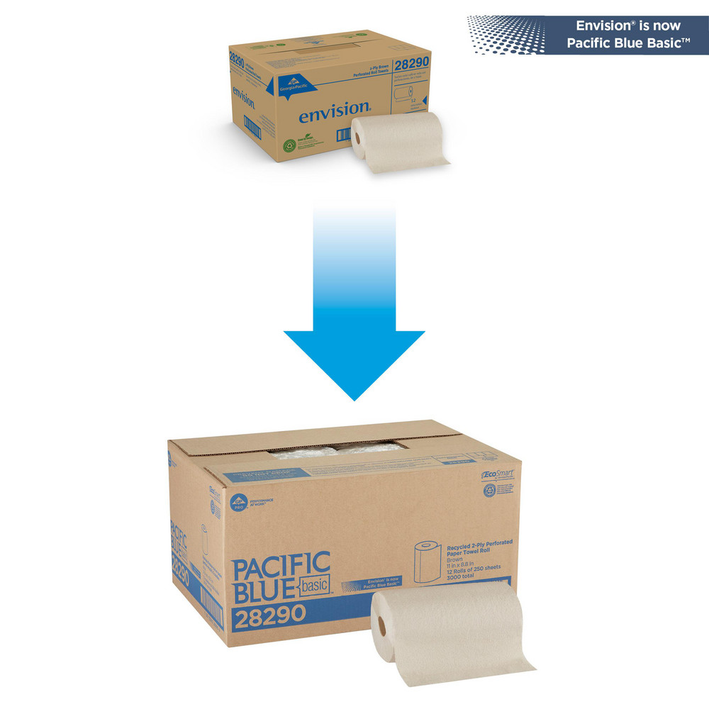 Georgia Pacific Pacific Blue Basic 2-Ply Recycled Perforated Paper Roll Towel (Previously Envision), Brown - 28290