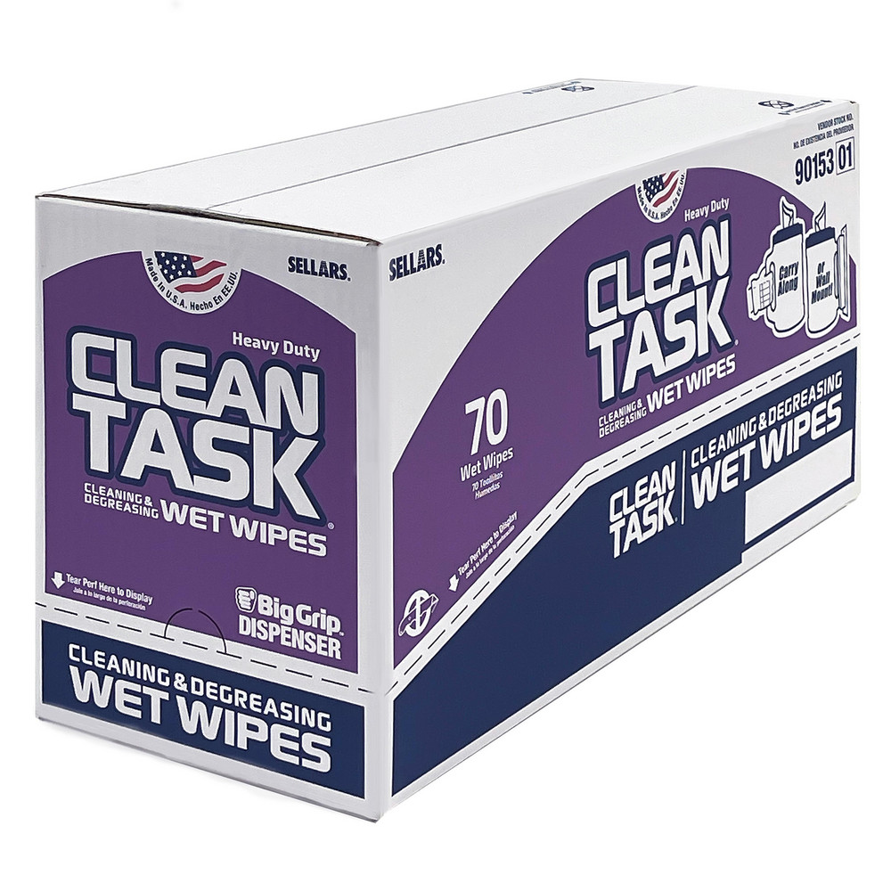 Sellars CLEAN TASK Degreasing Wipes: Wet, 70 Sheets/Bucket, Big Grip Bucket, 12.0" x 10.0", Red - 90153