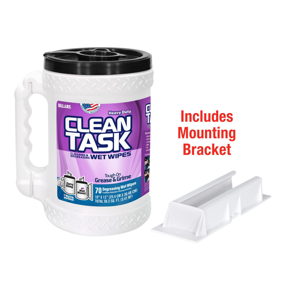 Sellars CLEAN TASK Degreasing Wipes: Wet, 70 Sheets/Bucket, Big Grip Bucket, 12.0" x 10.0", Red - 90153