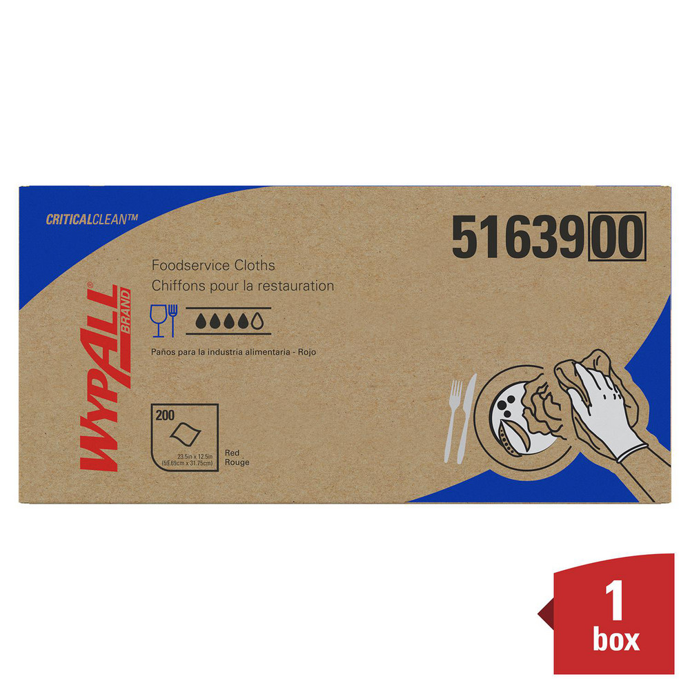 WypAll CriticalClean Heavy Duty Foodservice Cloths, Quarterfold, Red - 51639