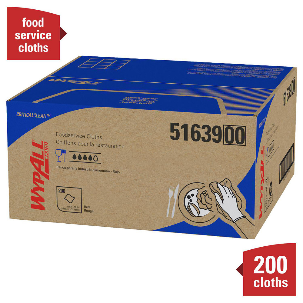 WypAll CriticalClean Heavy Duty Foodservice Cloths, Quarterfold, Red - 51639