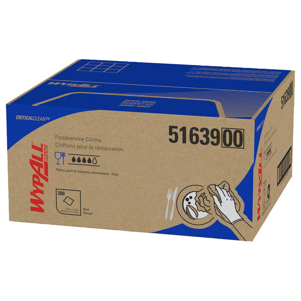 WypAll CriticalClean Heavy Duty Foodservice Cloths, Quarterfold, Red - 51639
