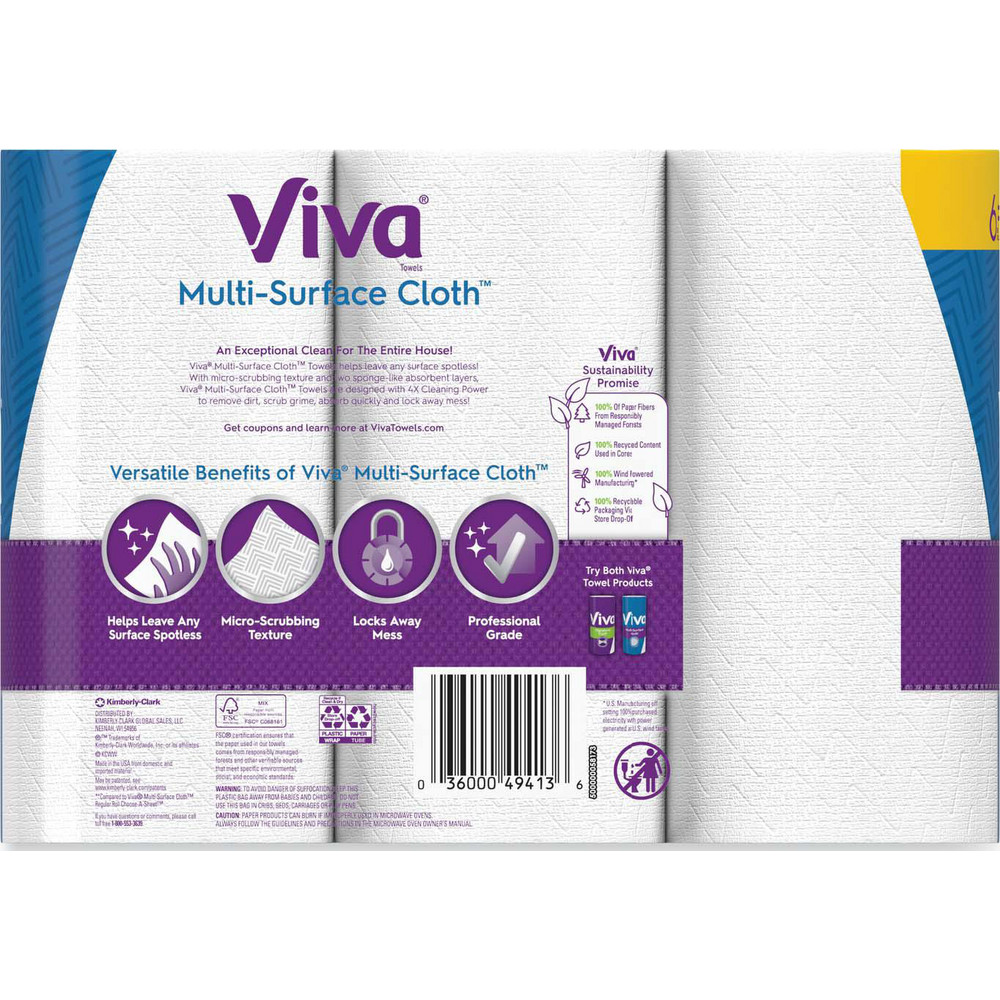 Viva Paper Towels: Perforated Roll, 6 Rolls per Case, Pack, 2.000 Ply, White - KCM49413