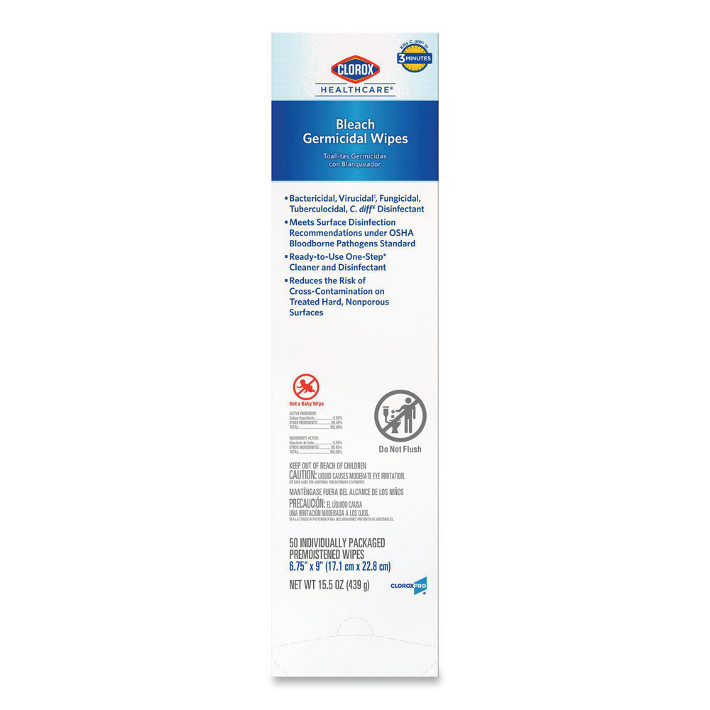 Clorox Healthcare Clorox Healthcare Disinfecting Wipes: Pre-Moistened, 50 Ct - CLO31424