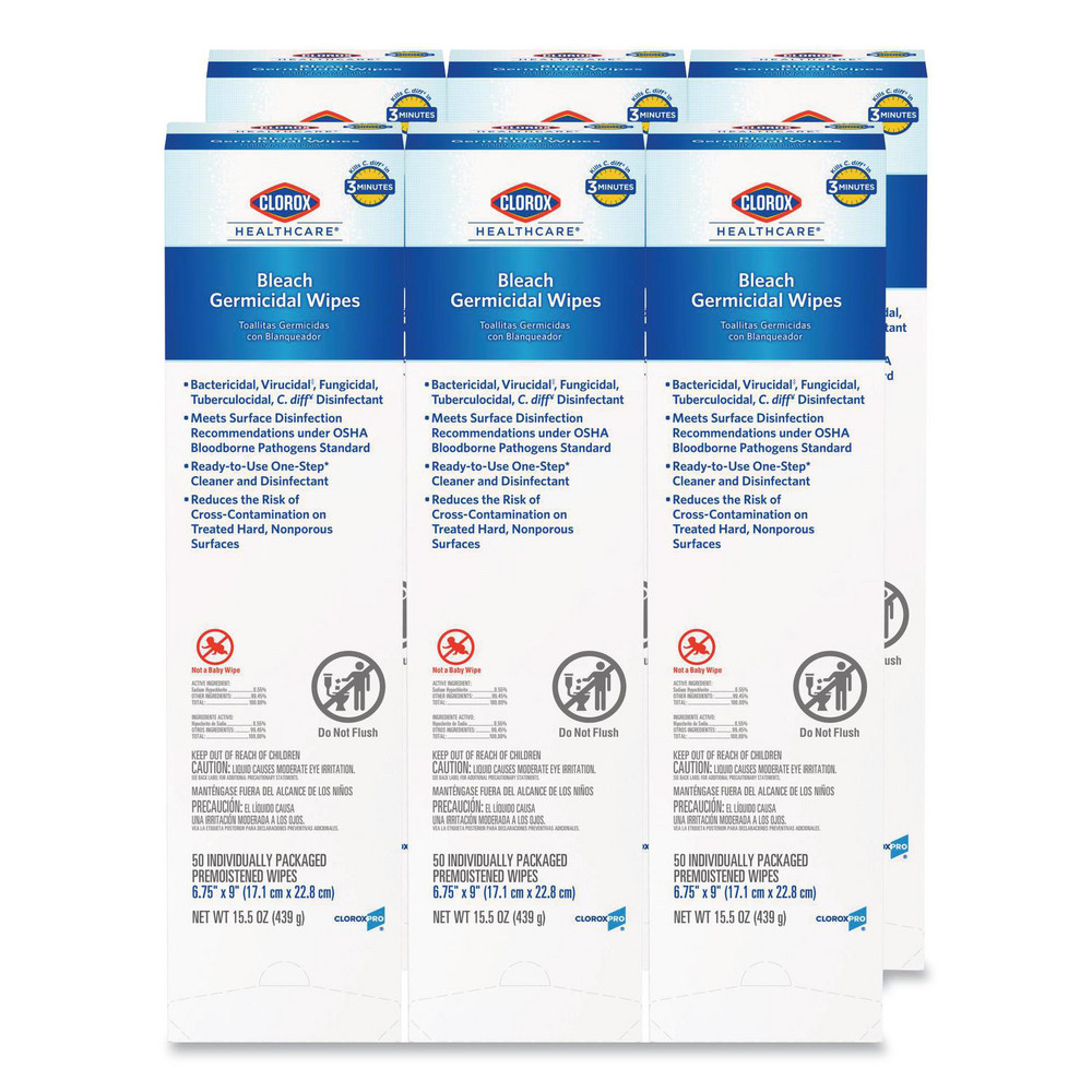 Clorox Healthcare Clorox Healthcare Disinfecting Wipes: Pre-Moistened, 50 Ct - CLO31424