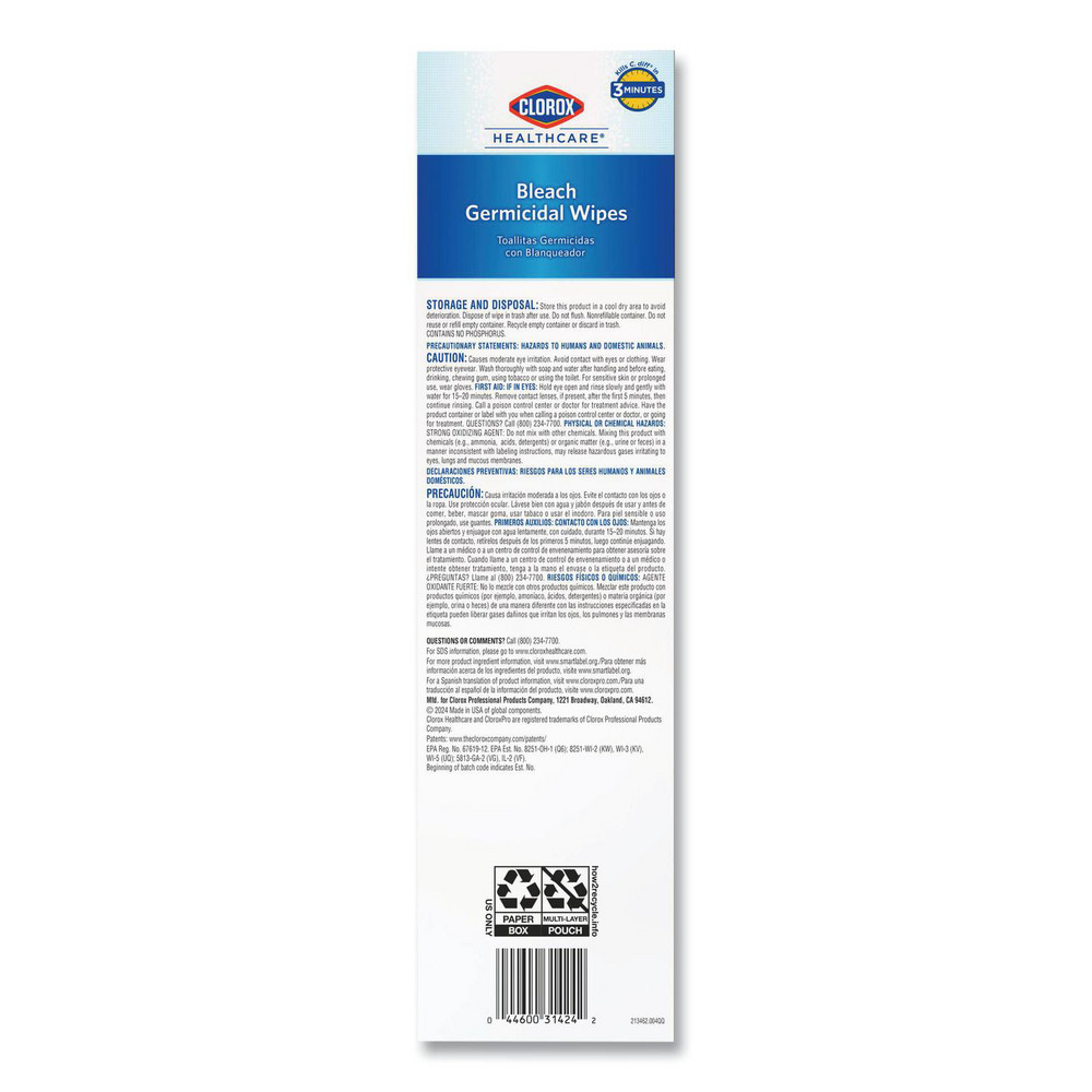 Clorox Healthcare Clorox Healthcare Disinfecting Wipes: Pre-Moistened, 50 Ct - CLO31424