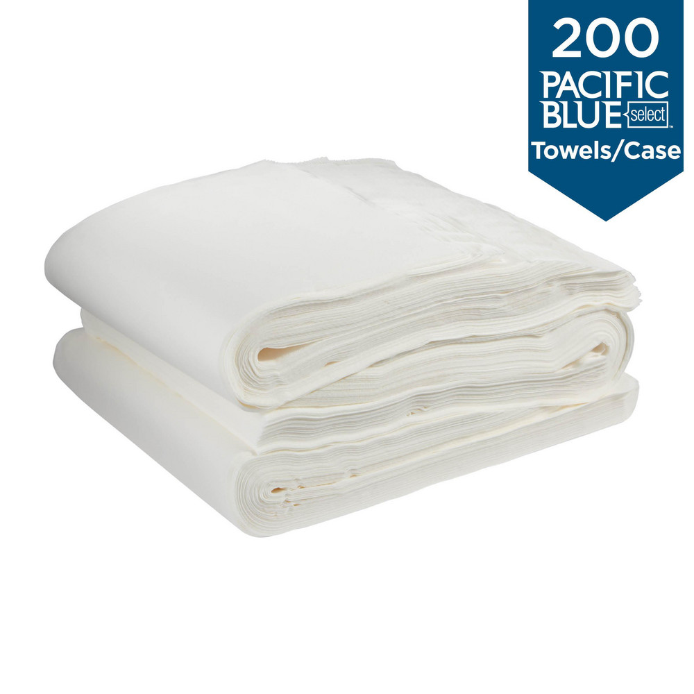 Georgia Pacific Pacific Blue Select A300 Disposable Patient Care Bath Towels, 1/2-Fold, White - 80540