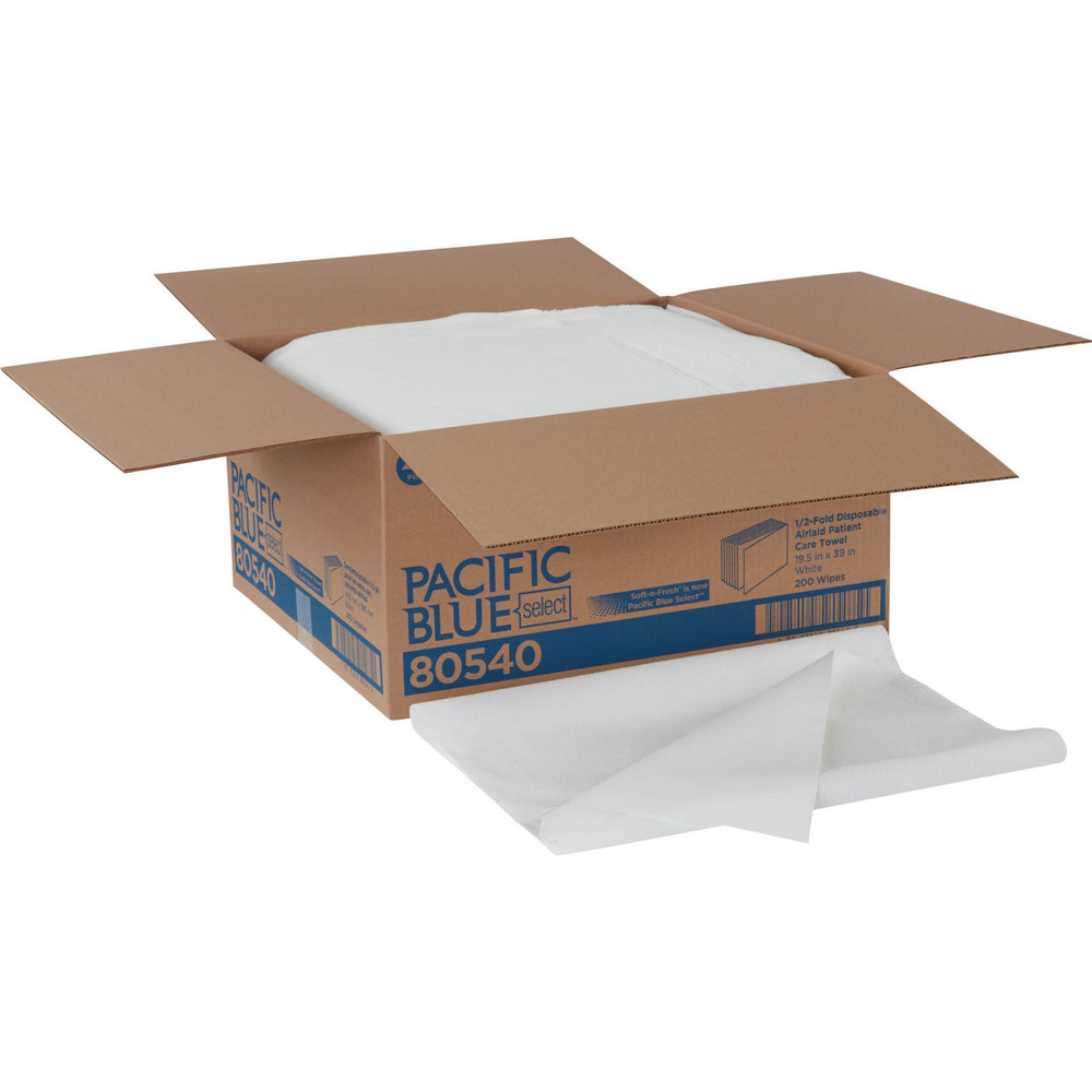 Georgia Pacific Pacific Blue Select A300 Disposable Patient Care Bath Towels, 1/2-Fold, White - 80540
