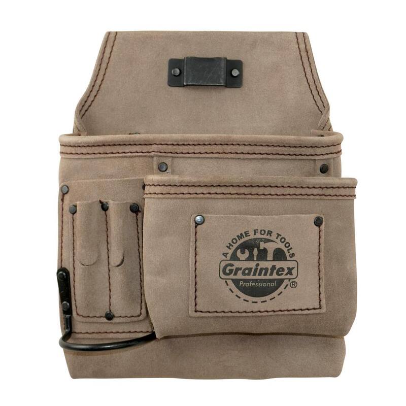 Graintex 5-Pocket Suede Leather Right Handed Nail and Tool Pouch - SS2291