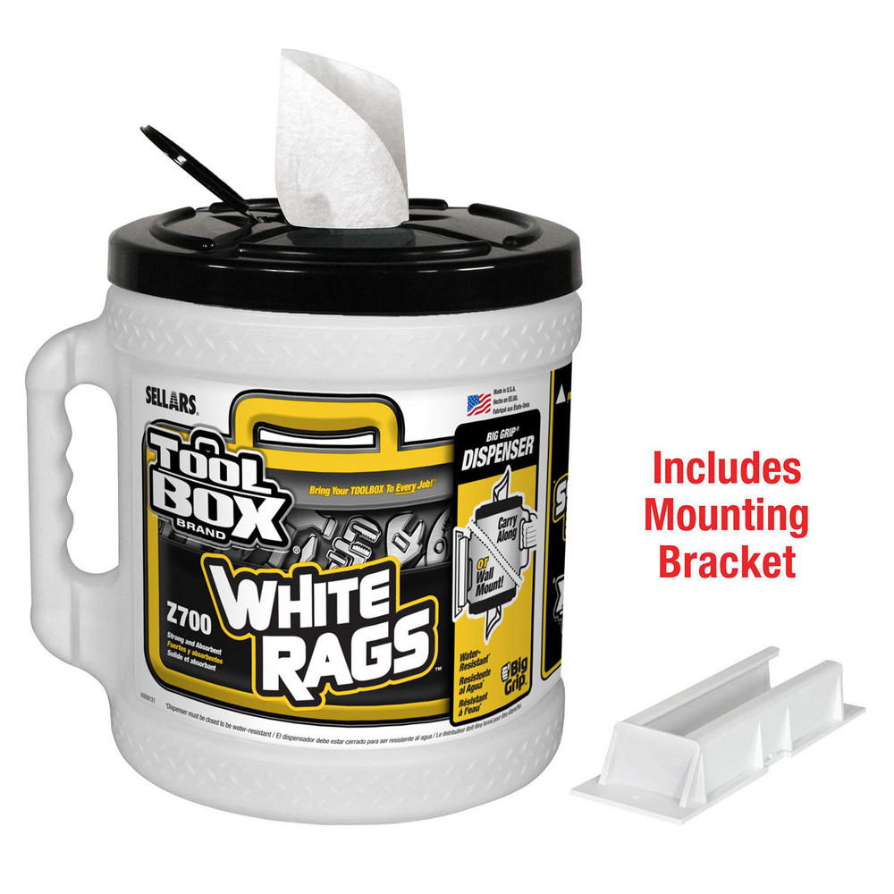 Sellars TOOLBOX Z700 Wipers: Dry, 260 Sheets/Bucket, Big Grip Center-Pull Bucket, 12.0" x 10.0", White - 70320