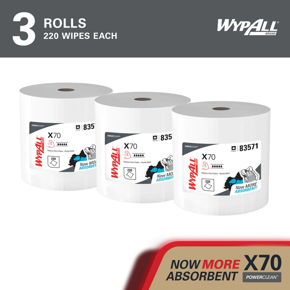 WypAll PowerClean™ X70 Medium Duty Cloths (83571), Wipers in a Bucket Refill, Long Lasting Towels, White - 83571