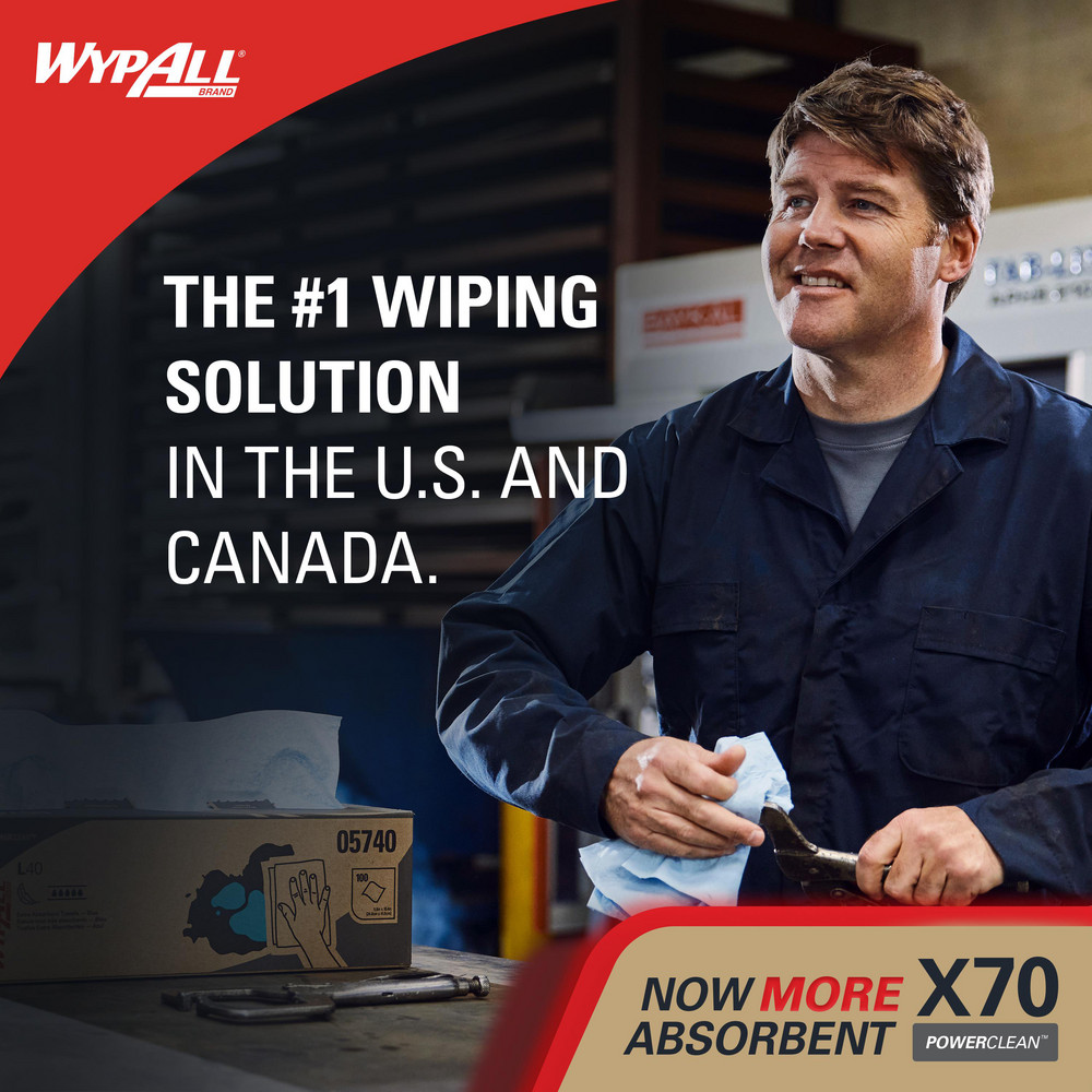 WypAll PowerClean™ X70 Medium Duty Cloths (83571), Wipers in a Bucket Refill, Long Lasting Towels, White - 83571