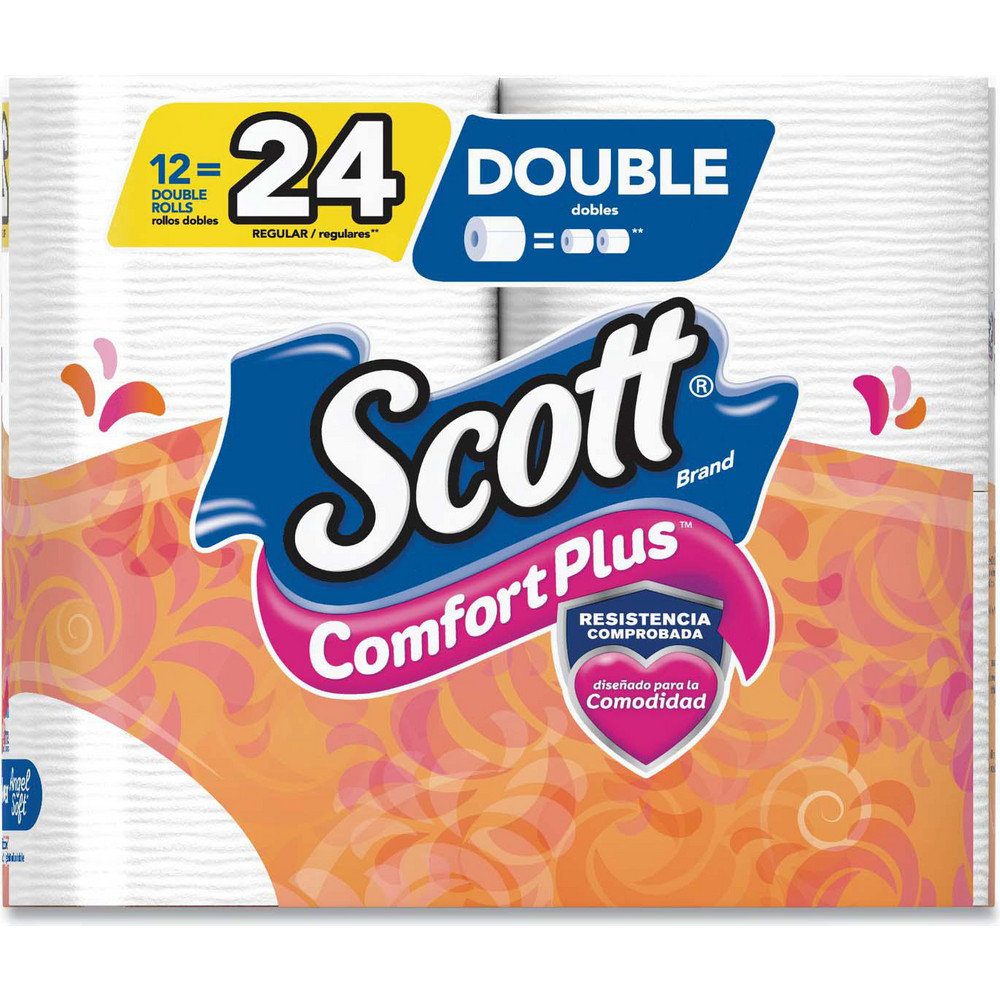 Scott ComfortPlus Toilet Paper, Double Roll, Bath Tissue, Septic Safe, 1-Ply, White, 231 Sheets/Roll, 12 Rolls/Pack, 4 Packs/Carton - KCM47618
