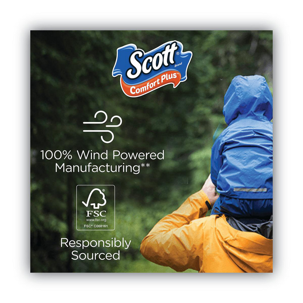 Scott ComfortPlus Toilet Paper, Double Roll, Bath Tissue, Septic Safe, 1-Ply, White, 231 Sheets/Roll, 12 Rolls/Pack, 4 Packs/Carton - KCM47618