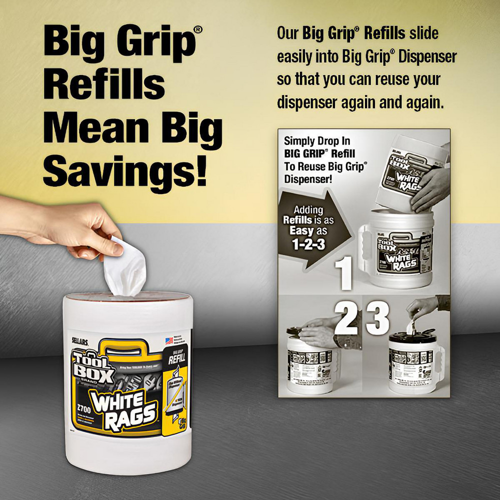 Sellars TOOLBOX Z700 Wipers: Dry, 260 Sheets/Roll, Big Grip Refill Center-Pull Roll, 12.0" x 10.0", White - 70321