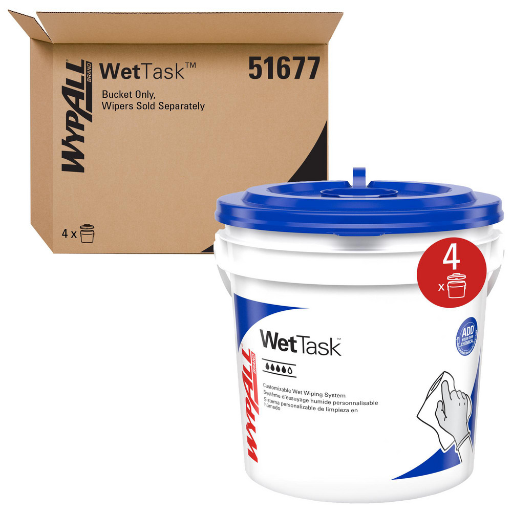 WypAll WetTask Customizable Wet Wiping System Bucket, Standard Size Buckets with Lids, White - 51677