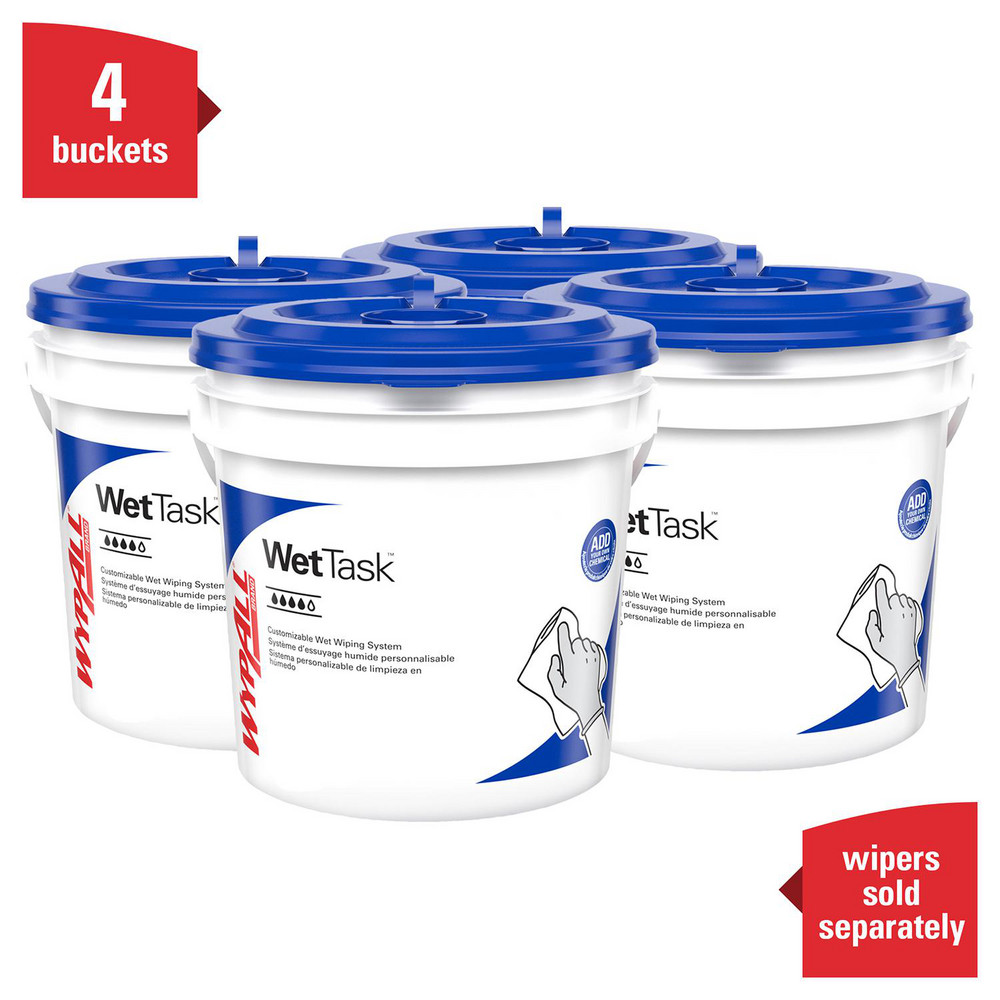 WypAll WetTask Customizable Wet Wiping System Bucket, Standard Size Buckets with Lids, White - 51677