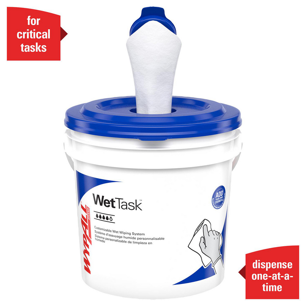WypAll WetTask Customizable Wet Wiping System Bucket, Standard Size Buckets with Lids, White - 51677