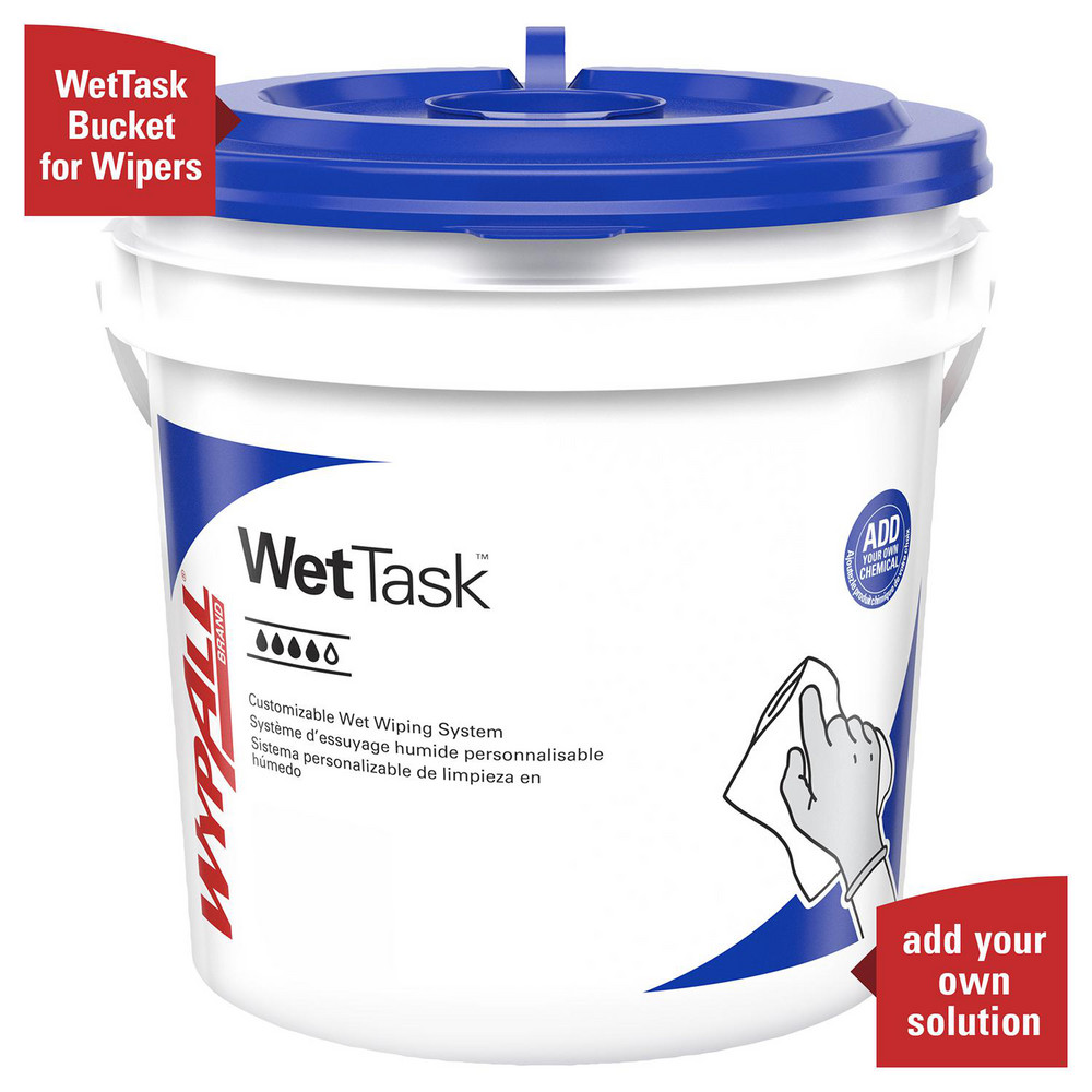 WypAll WetTask Customizable Wet Wiping System Bucket, Standard Size Buckets with Lids, White - 51677