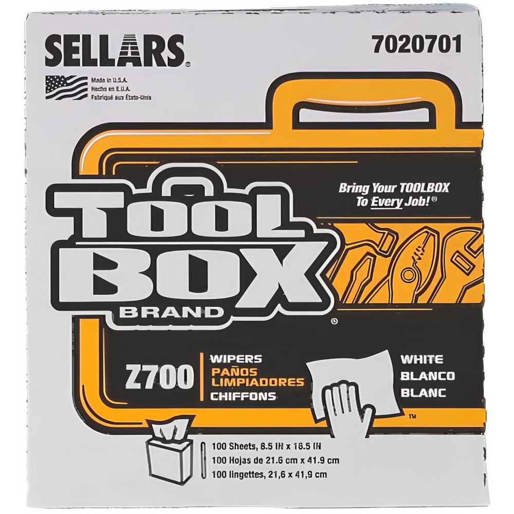Sellars TOOLBOX Z700 Wipers: Dry, 100 Sheets/Box, Pop-Up Box, 16.5" x 8.5", White - 7020701