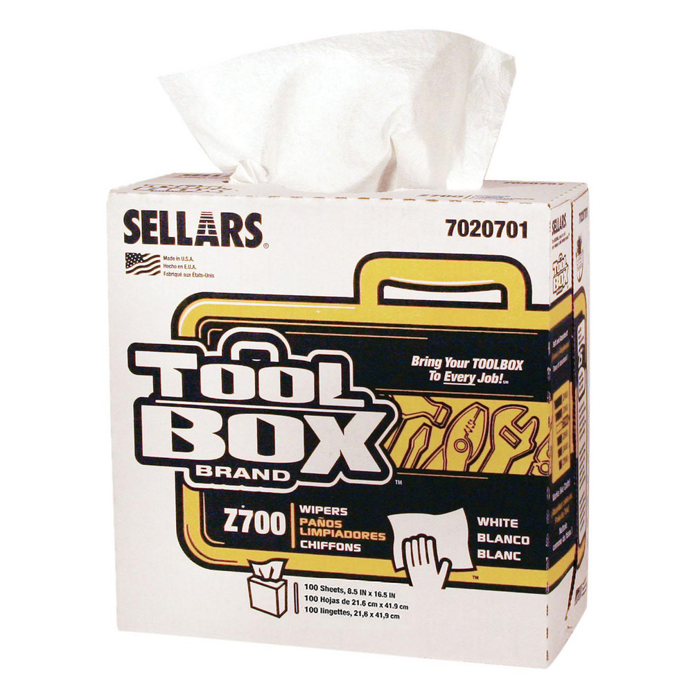 Sellars TOOLBOX Z700 Wipers: Dry, 100 Sheets/Box, Pop-Up Box, 16.5" x 8.5", White - 7020701