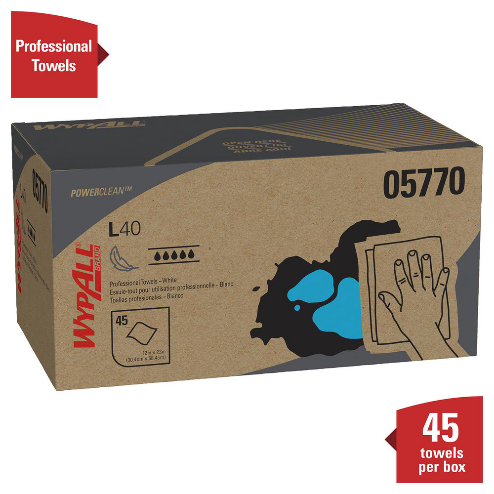 WypAll PowerClean L40 Extra Absorbent Towels, Quarterfold, Limited Use Towels, White - 05770