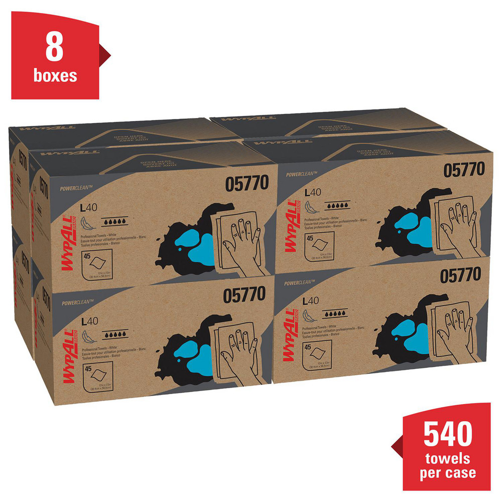 WypAll PowerClean L40 Extra Absorbent Towels, Quarterfold, Limited Use Towels, White - 05770