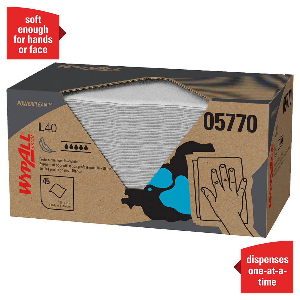 WypAll PowerClean L40 Extra Absorbent Towels, Quarterfold, Limited Use Towels, White - 05770