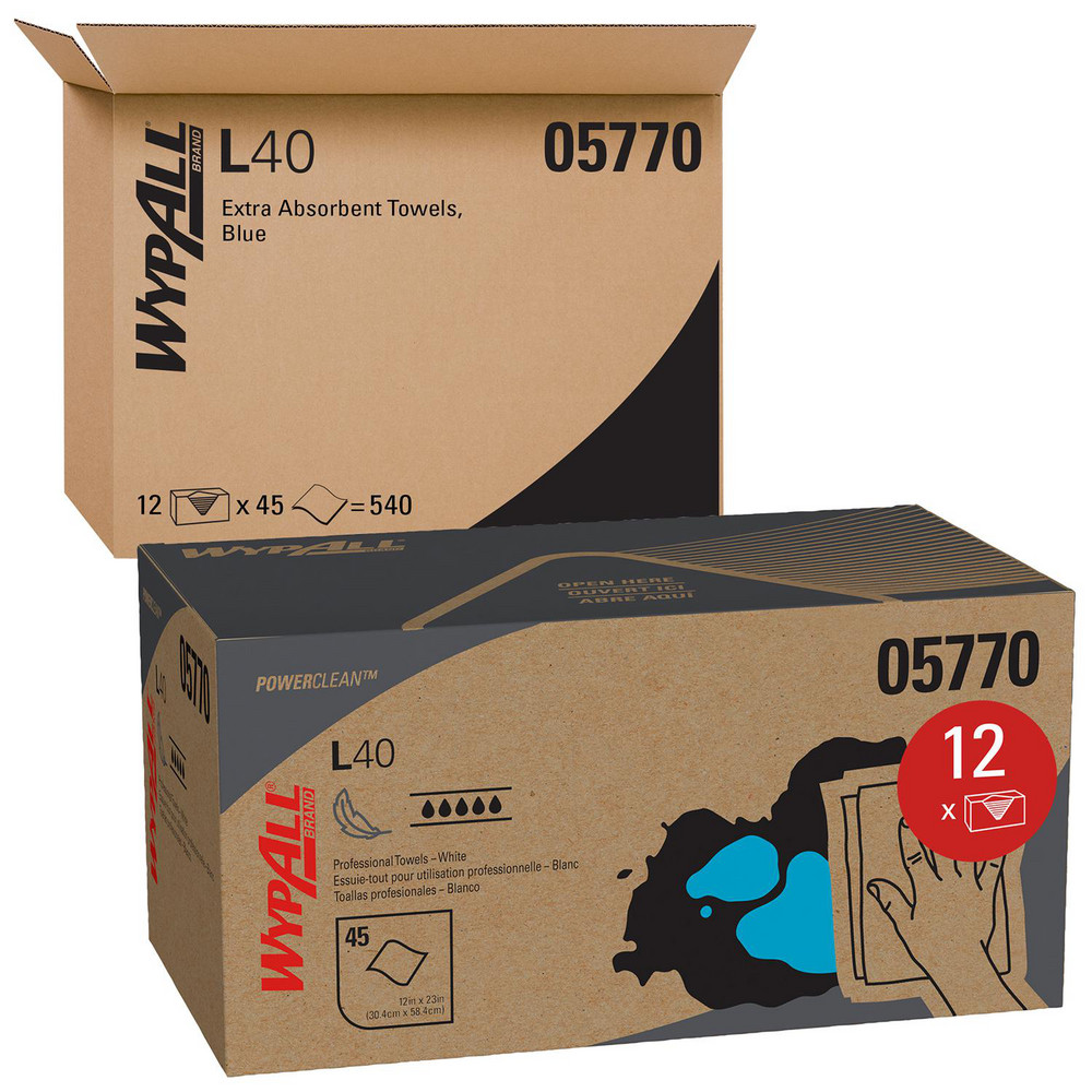 WypAll PowerClean L40 Extra Absorbent Towels, Quarterfold, Limited Use Towels, White - 05770