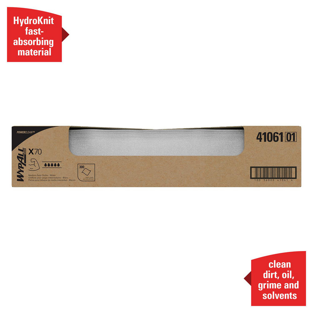 WypAll PowerClean™ X70 Medium Duty Cloths (41061), Flat Sheet Box, Long Lasting Towels, White - 41061