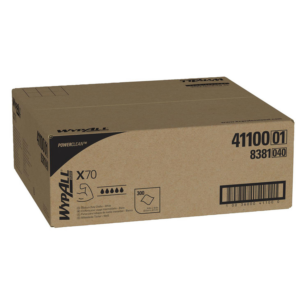WypAll PowerClean™ X70 Medium Duty Cloths (41061), Flat Sheet Box, Long Lasting Towels, White - 41061