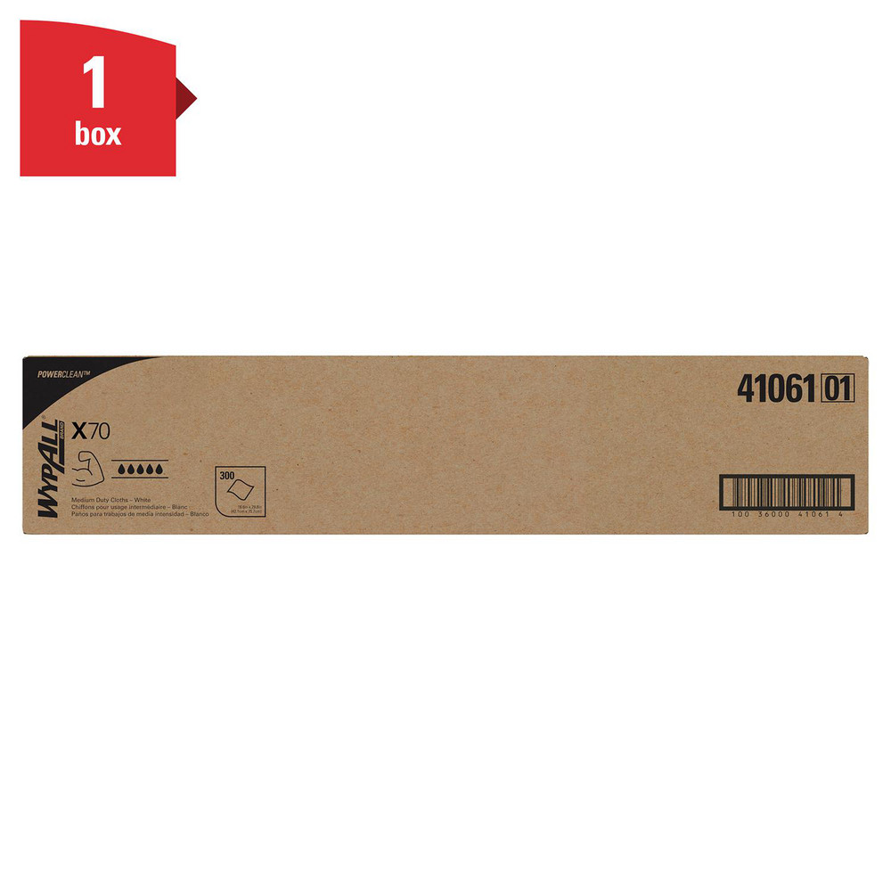 WypAll PowerClean™ X70 Medium Duty Cloths (41061), Flat Sheet Box, Long Lasting Towels, White - 41061