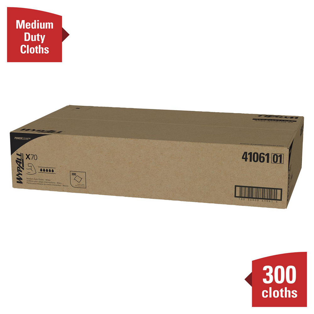 WypAll PowerClean™ X70 Medium Duty Cloths (41061), Flat Sheet Box, Long Lasting Towels, White - 41061