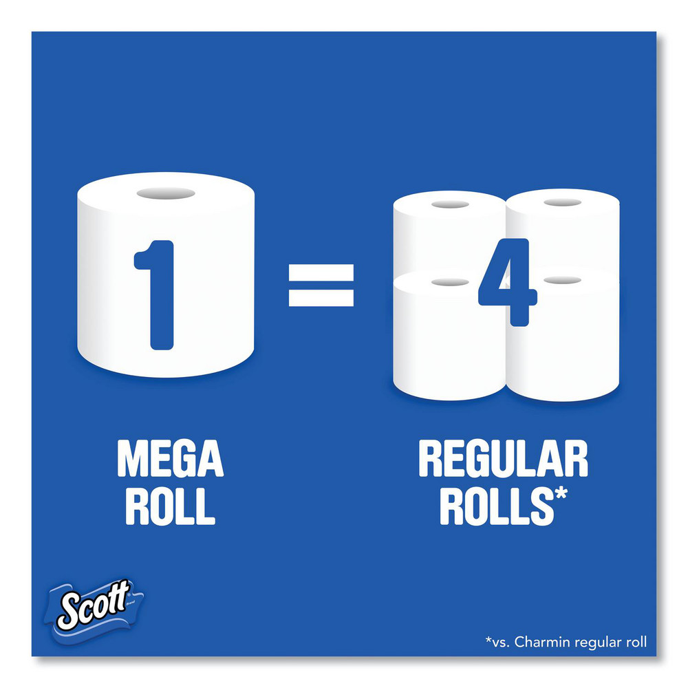 Scott ComfortPlus Toilet Paper, Mega Roll, Septic Safe, 1-Ply, White, 425 Sheets/Roll, 12 Rolls/Pack - KCM54245