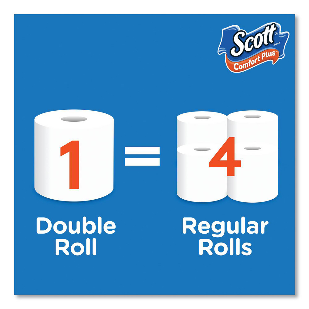Scott ComfortPlus Toilet Paper, Mega Roll, Septic Safe, 1-Ply, White, 425 Sheets/Roll, 12 Rolls/Pack - KCM54245