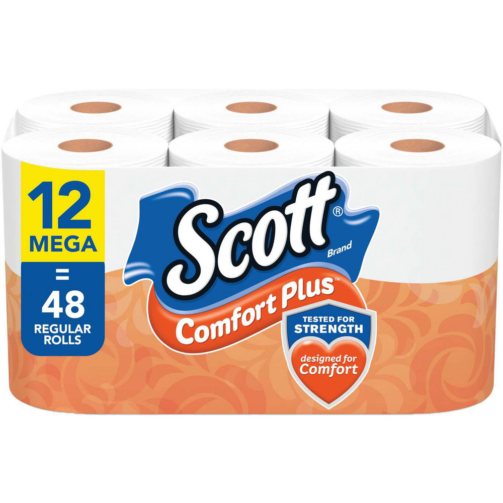 Scott ComfortPlus Toilet Paper, Mega Roll, Septic Safe, 1-Ply, White, 425 Sheets/Roll, 12 Rolls/Pack - KCM54245