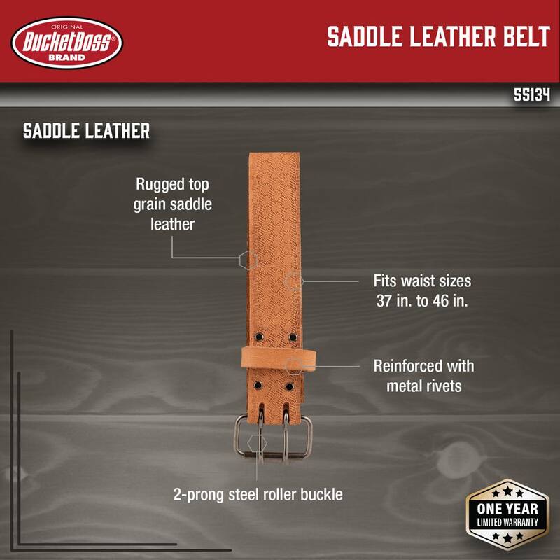 BUCKET BOSS 2 in. Classic Series Saddle Leather Extra Large Work Tool Belt (Waists 37 in. to 56 in.) - 55134