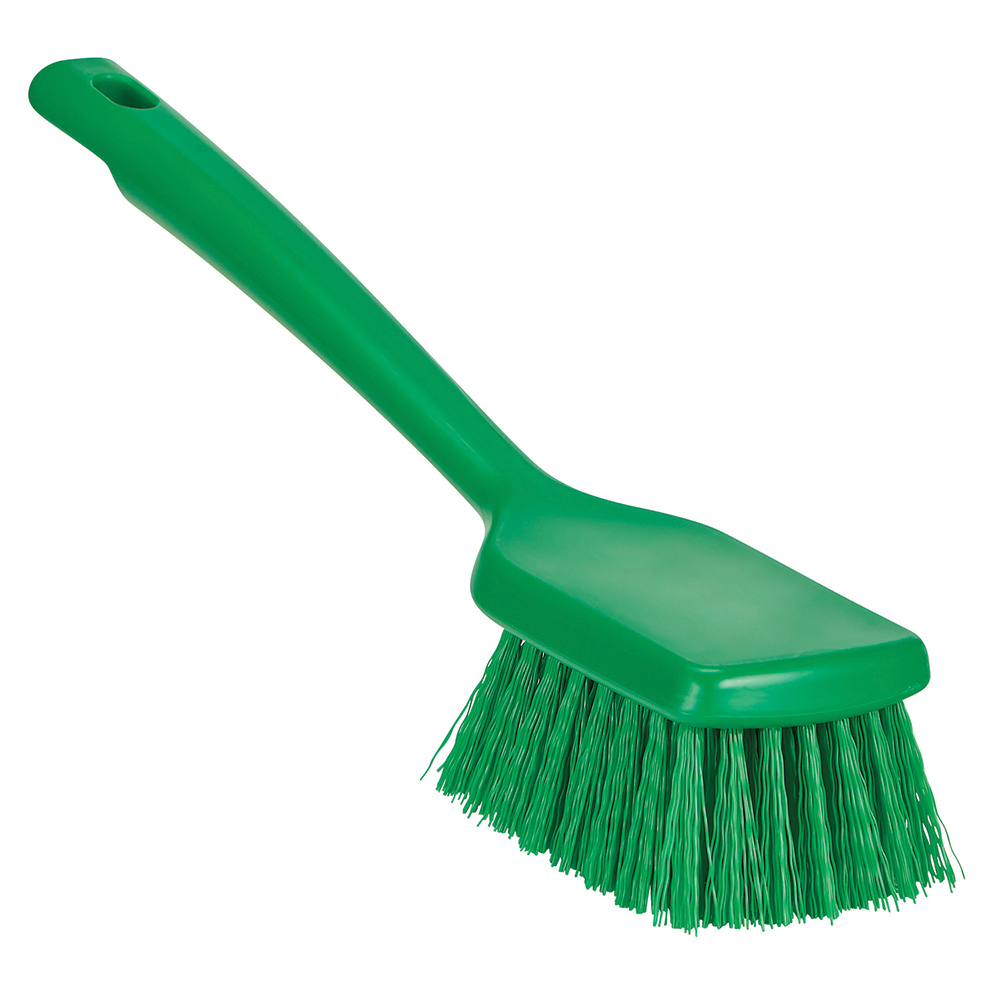 Vikan ColorCore Washing Brush with Short Handle, 11.8" Stiff, Green - 410712