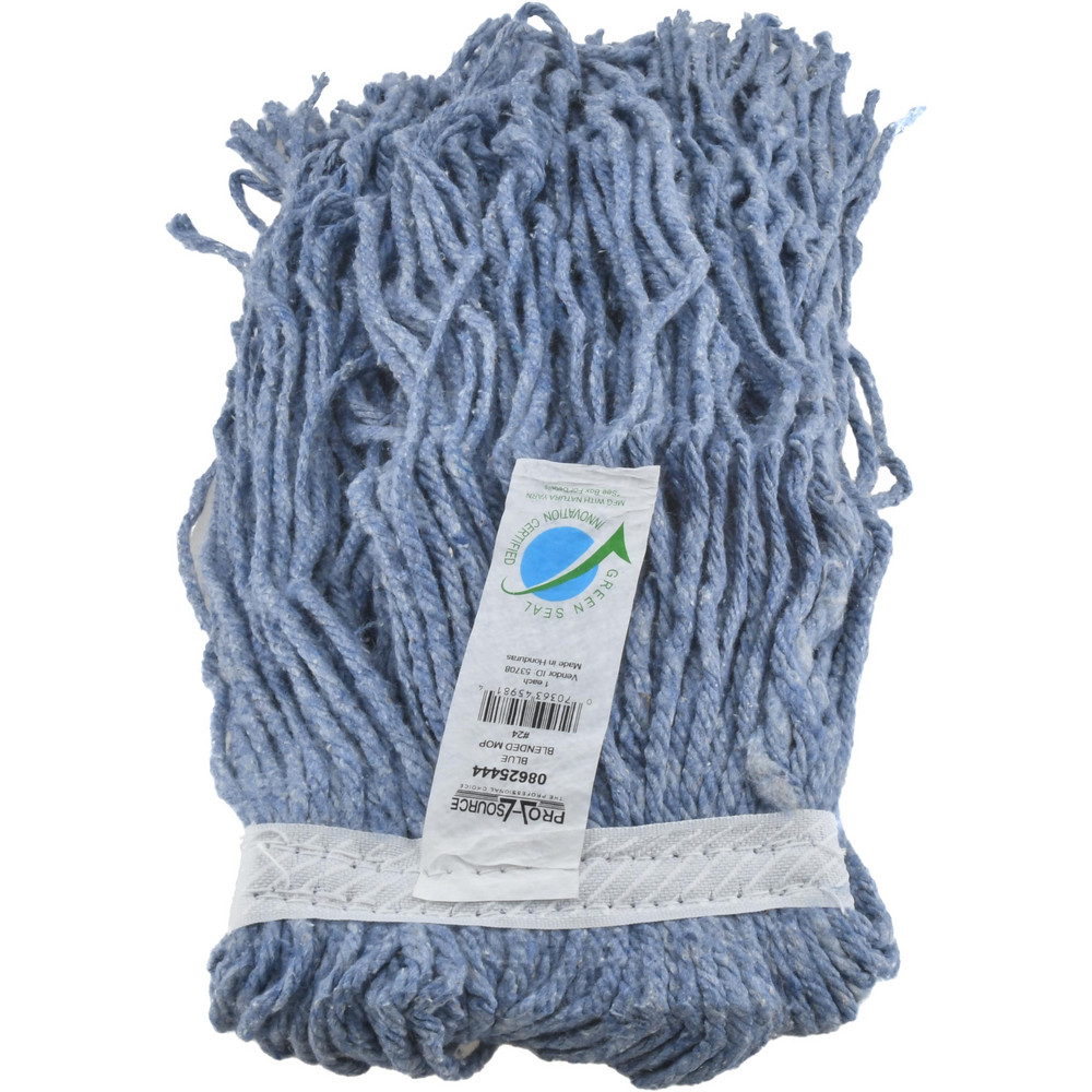 PRO-SOURCE Wet Mop Cut: Clamp Jaw, Large, Blue Mop, Blended Fiber - 08625444