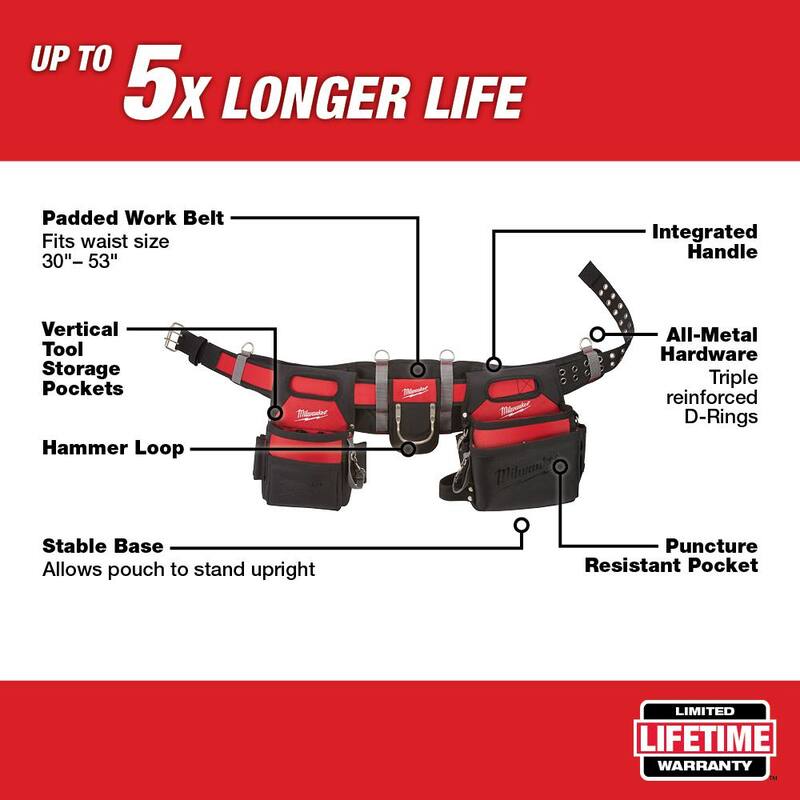 Milwaukee Adjustable Electricians Work Belt with 25 ft. x 1 in. Compact Magnetic Tape Measure - 48-22-8110-48-22-0325