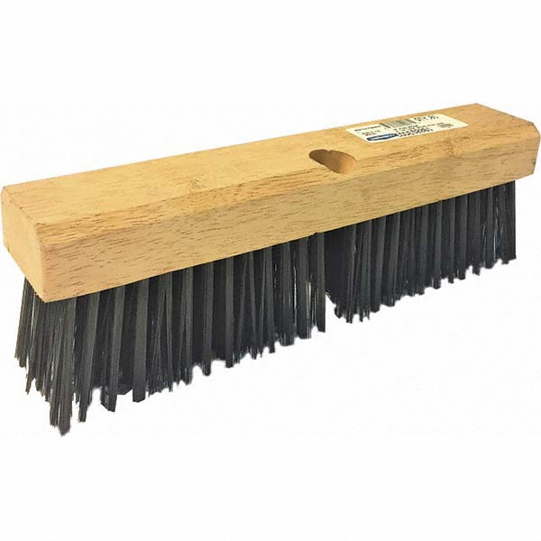 Weiler Push Broom: 16" Wide, Wire Broom, Steel Wire Bristles - 70215