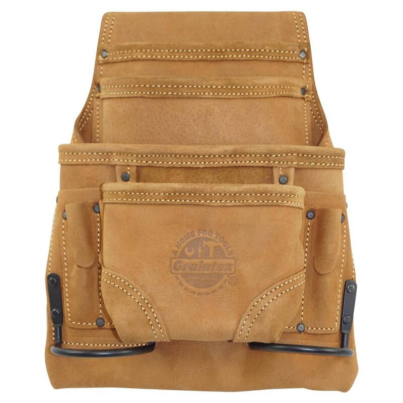 Graintex 10-Pocket Oil Tanned Leather Nail and Tool Pouch - OS2334