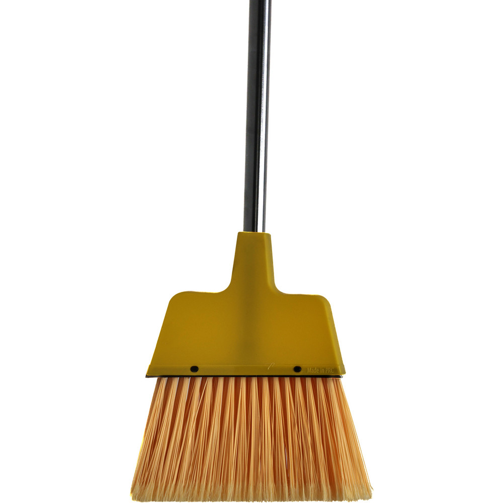 PRO-SOURCE 12" Wide, Yellow Polypropylene Bristles, Vinyl-Coated Metal Handle, Angled Broom - 09320003