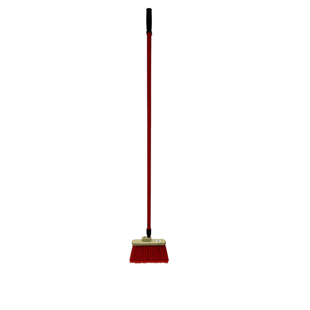 PRO-SOURCE 12" Wide, Yellow Polypropylene Bristles, Vinyl-Coated Metal Handle, Angled Broom - 09320003