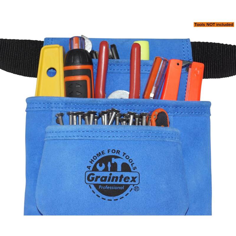 Graintex 3-Pocket Nail and Tool Pouch with Blue Suede Leather Belt - SS2133