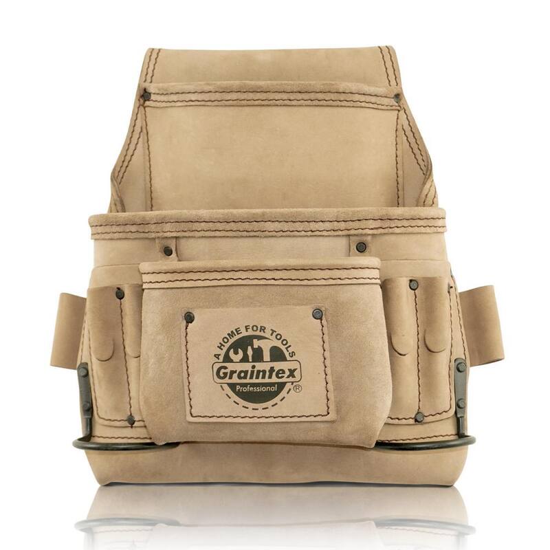 Graintex 9-Pocket Top Grain Leather Nail and Tool Pouch - ST2041