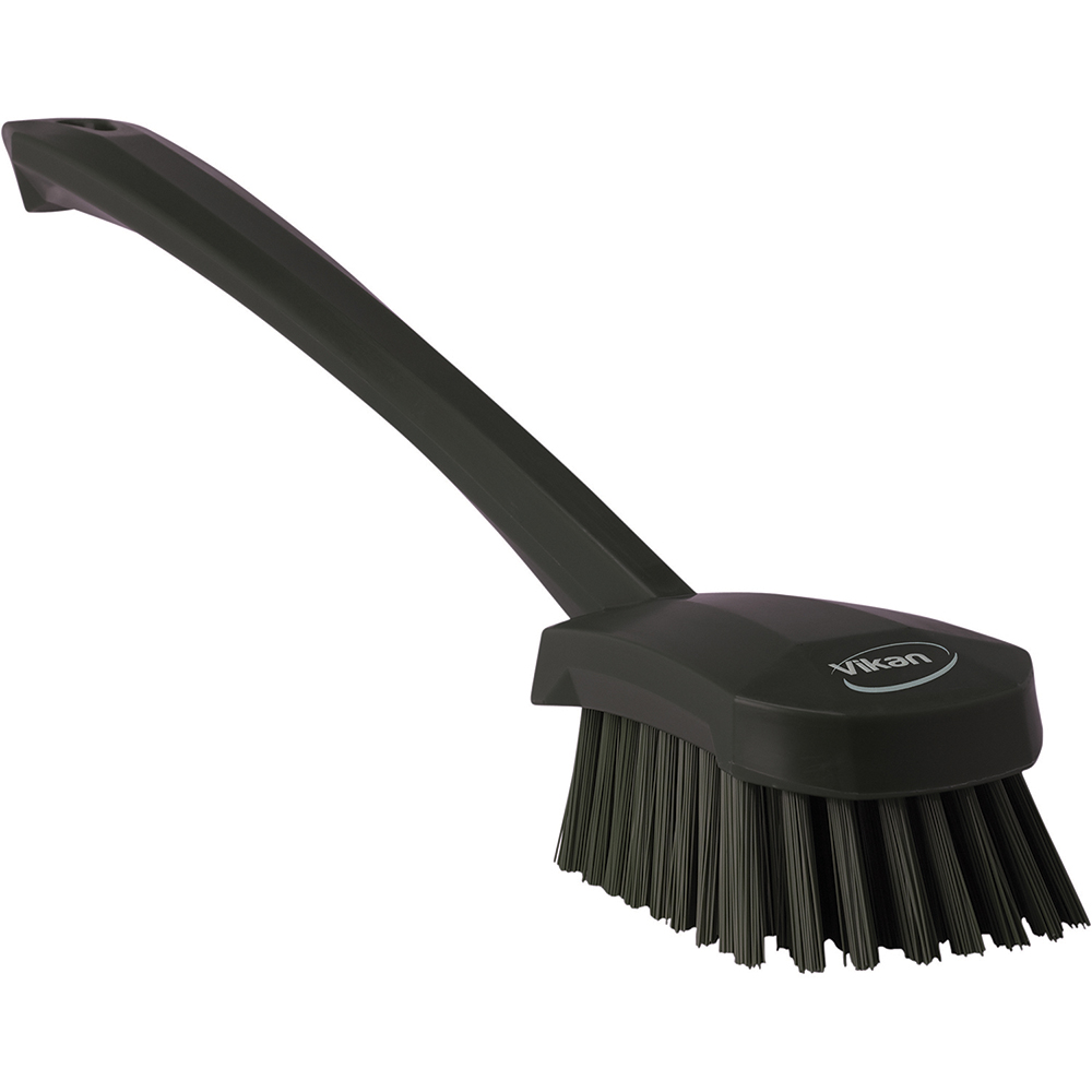 Vikan ColorCore Washing Brush with Long Handle, 19.9" Stiff, Black - 410819