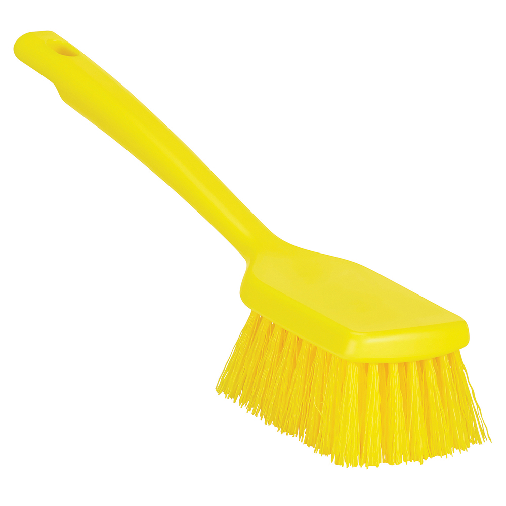 Vikan ColorCore Washing Brush with Short Handle, 11.8" Stiff, Yellow - 410716